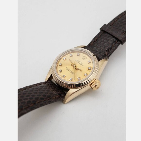 Ladies Rolex 18k Yellow Gold Diamond Oyster Perpetual Factory Original Watch main image 10